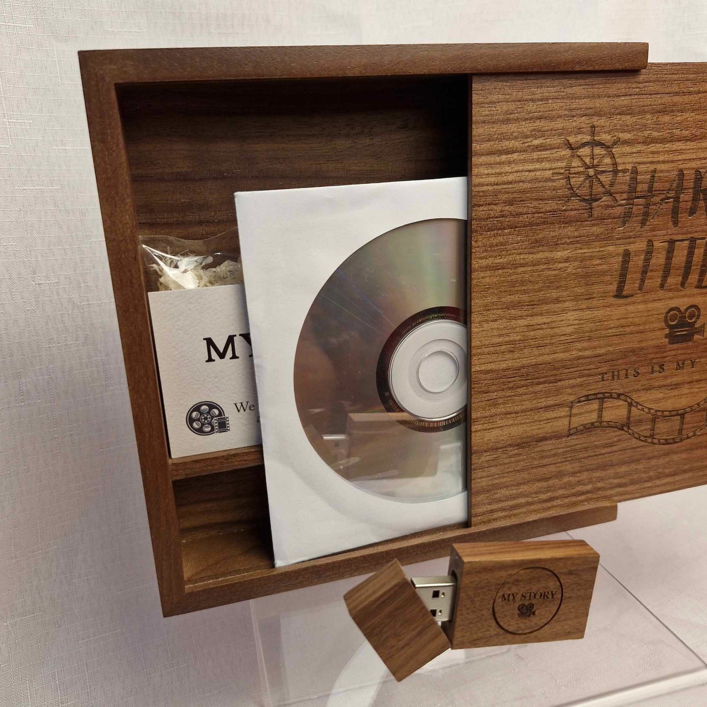Large Wooden Keepsake box USB and DVD