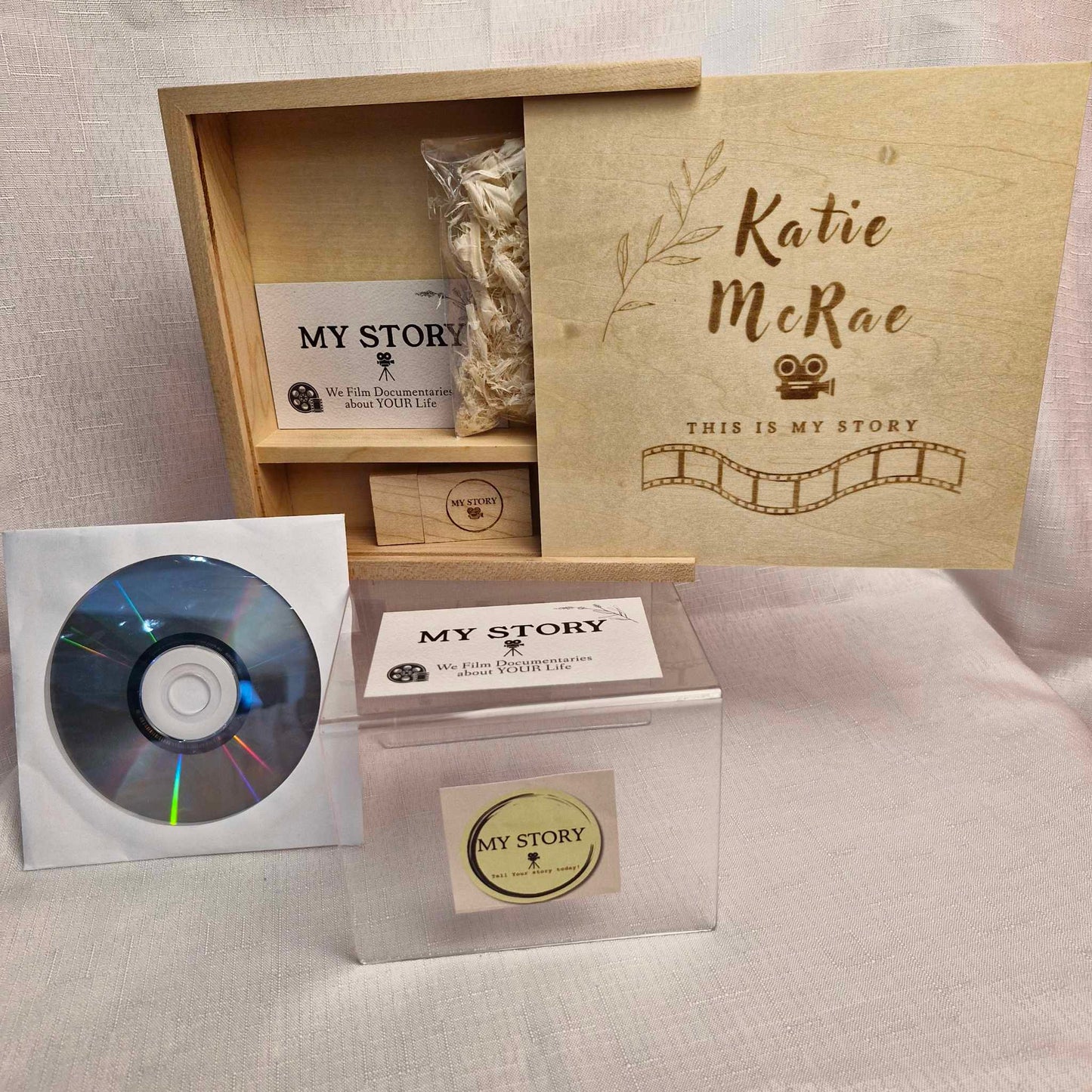 Large Wooden Keepsake box USB and DVD