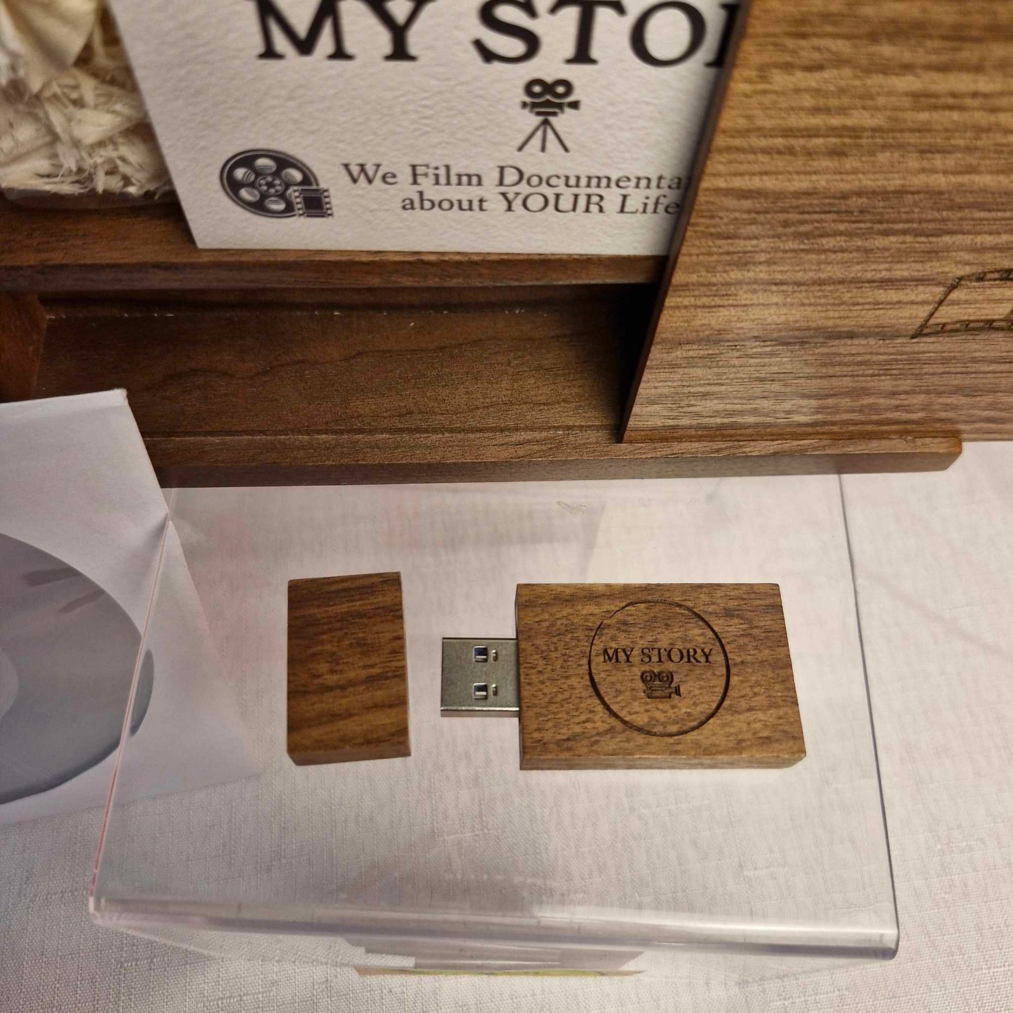 Large Wooden Keepsake box USB and DVD
