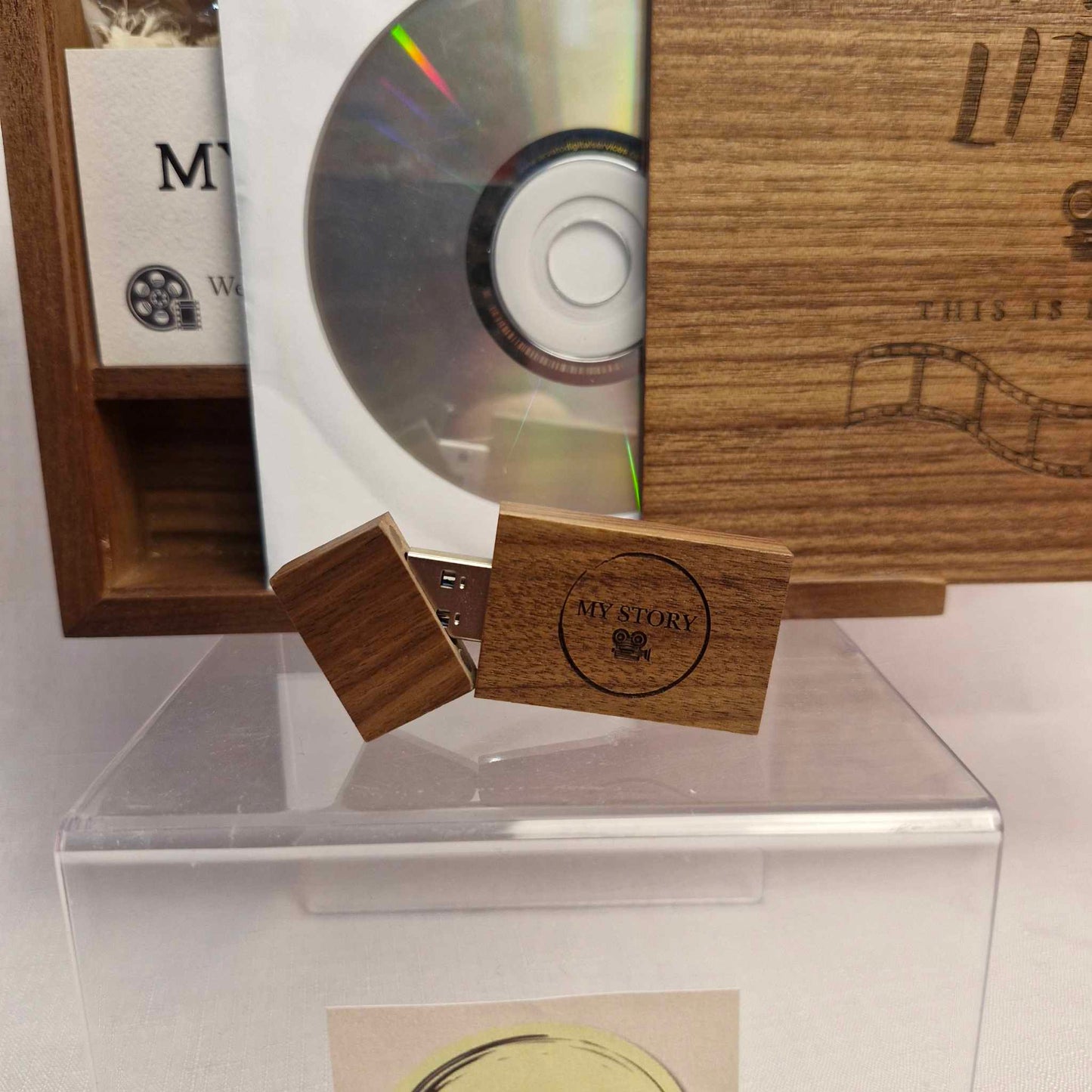 Large Wooden Keepsake box USB and DVD