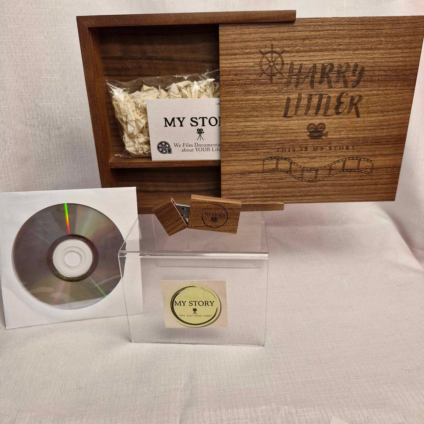 Large Wooden Keepsake box USB and DVD