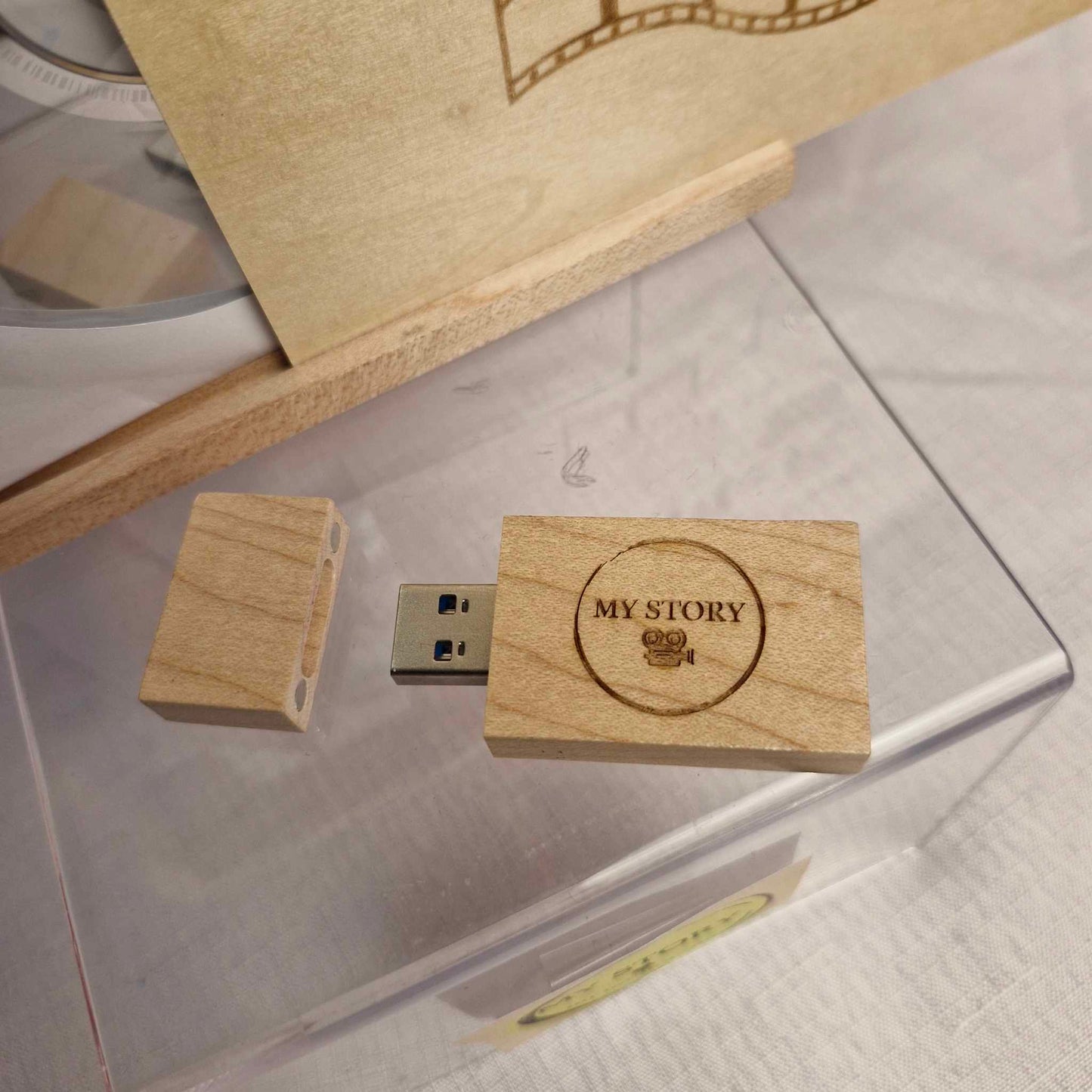 Large Wooden Keepsake box USB and DVD