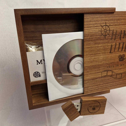 Large Wooden Keepsake box USB and DVD